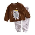 thumbnail image 1 of Odeerbi Infant Boys Girls Pajama Sets Soft Cotton Long Johns Dinosaur Cartoon Printed Base Layer Set Thermal Underwear Set Casual Long Sleeve Tops Printed Long Pants Outfit Sets Brown, 1 of 3