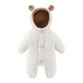 thumbnail image 1 of Odeerbi Infant Boys Girls Snowsuits Winter Thermal Puffer Jumpsuit Quilted Down Romper Baby's New Long Sleeve Thick Warm Hooded Bodysuit Printed Onesie Infant Clothes White, 1 of 3