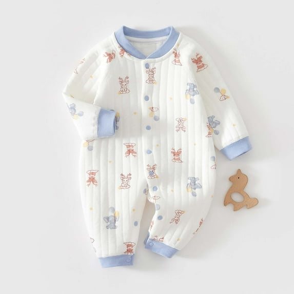 Odeerbi Infant Boys Girls Spring Fall Cotton Jumpsuit Super Soft Cute Print Romper Newborn Clothes Boneless Onesie Super Cute Bodysuit Infant Clothes Blue