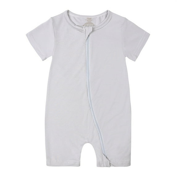 Odeerbi Infant Boys Girls Summer Short Sleeve Romper Jumpsuit Cotton Baby Clothes Child's Jumpsuit Baby Botton Round Neck Cute Solid Color Shorts Bodysuits Gray