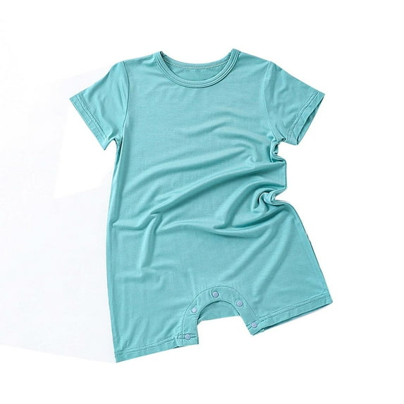 Odeerbi Infant Boys Girls Summer Short Sleeve Romper Jumpsuit Modal Baby Clothes Child's Jumpsuit Baby Botton Round Neck Cute Solid Color Shorts Bodysuits Green