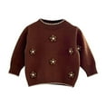 thumbnail image 1 of Odeerbi Infant Boys Girls Sweater Children Fashion Casual Winter Warm Long Sleeve Round Neck Pullover Sweater Knit Jumper Tops Brown, 1 of 4