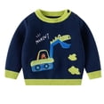 thumbnail image 1 of Odeerbi Infant Boys Girls Sweater Cute Winter Thermal Knit Crewneck Sweater Children's Soft Cotton Outerwear Pullover Sweater Infant Clothes Dark Blue, 1 of 7