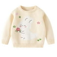 thumbnail image 1 of Odeerbi Infant Boys Girls Sweater Cute Winter Thermal Knit Crewneck Sweater Children's Soft Cotton Outerwear Pullover Sweater Infant Clothes Beige, 1 of 5