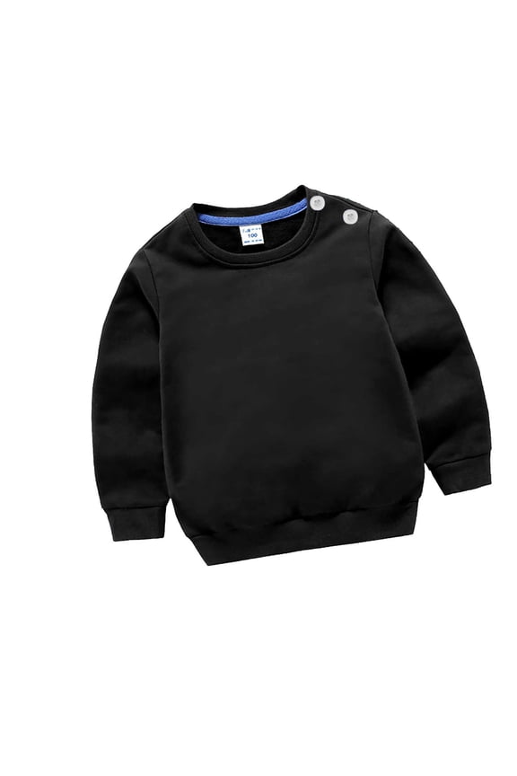 Infant Boys Girls Sweatshirt Winter Kids Hoodies Children Solid Color Pullover Sweater Outerwear Black 1 Years
