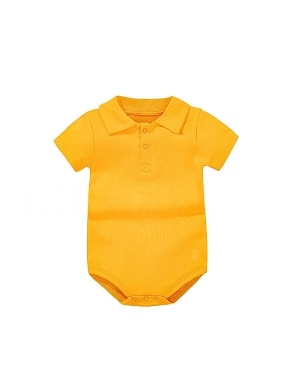 Infant Boys Girls Tennis Bodysuit Solid Color Short Sleeve Collared Cotton Golf Bodysuits