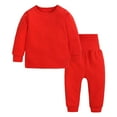 thumbnail image 1 of Odeerbi Infant Boys Girls Thermal Cotton Outfits Winter Crew Neck Long Sleeve 2024 Casual Gold Silk Trousers Set Red 6-9 Months, 1 of 3