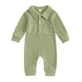 thumbnail image 1 of Odeerbi Infant Boys Lapel Collar Romper Jumpsuit Baby Clothes New Fashion Baby Onesie Lapel Casual Long Sleeve Long Climbing Bodysuit Green, 1 of 4