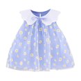 thumbnail image 1 of Odeerbi Infant Dress Toddler Girls Sunflower Tulle Dress Princess Dresses Embroidery Floral Sleeveless Dress Baby Clothes Blue, 1 of 9