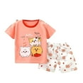 thumbnail image 1 of Odeerbi Infant Girls 2 Piece Outfits Cartoon Cotton T-shirt Shorts Set Summer Clothes Baby Cute Printed Round Neck Short Sleeve Shorts Set Orange, 1 of 3