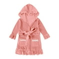 thumbnail image 1 of Odeerbi Infant Girls Christmas Bathrobes Kids Soft Hooded Sleepwear Thick Warm Night-robe Christmas Winter Solid Color 2024 Long Sleeved Home Wear Baby Clothes Bathrobe Pink 6-12 Months, 1 of 3