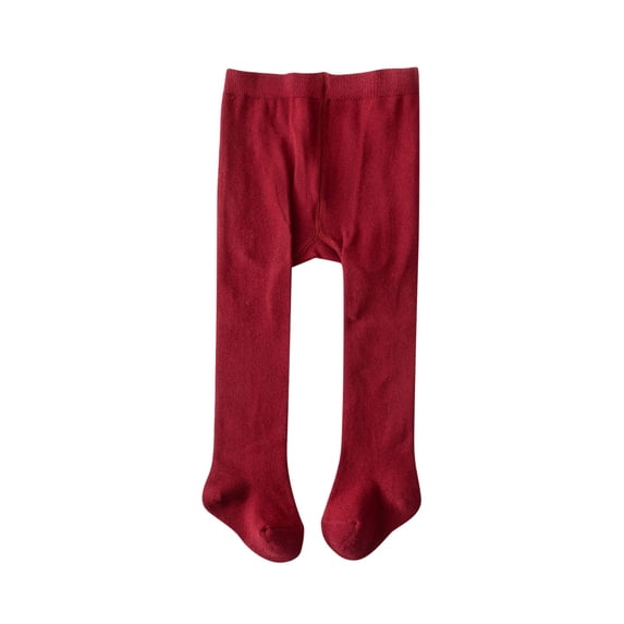 Odeerbi Infant Girls Cotton Pantyhose Soft Tights Spring Fall Leggings Children's Thickened Stretchy Tights Pants Solid Color Socks Infant Clothes Burgundy