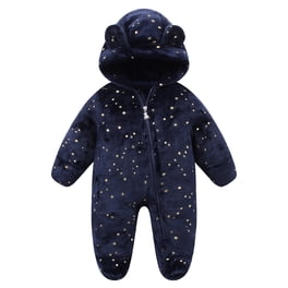 Baby Winter Fleece Jumpsuit - Bear Ear Hooded Romper With Zipper, Warm Footie Pajamas 0-5 Years