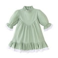 thumbnail image 1 of Odeerbi Infant Girls Long Sleeve A-Line Dress Spring Summer Cute Ruffle Princess Dresses Solid Color Sweet Round Neck Lantern Sleeve Dress Infant Girls Clothes, 1 of 4