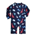thumbnail image 1 of Odeerbi Infant Girls Long Sleeve Rash Guard UV Protection One Piece Swimsuits Quick Dry Zipper Surfing Bathing Suit Baby Boys Children's Printed Swimwear Navy, 1 of 6