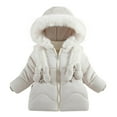 thumbnail image 1 of Odeerbi Infant Girls Parka Winter Coat Thermal Quilted Puffer Jacket Padded Coats Plus Velvet Thickened Outerwear Children's Medium Long Coat Infant Clothes White, 1 of 5