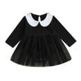thumbnail image 1 of Odeerbi Infant Girls Princess Dresses Fashion Casual New Style Mesh Dress Baby Children's Cute Long Sleeve Peter Pan Collar Dress Black, 1 of 8