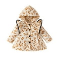 thumbnail image 1 of Odeerbi Infant Girls Winter Coat Fleece Jacket Thermal Warm Outerwear Overcoat Fashion Casual Leopard Printed Ruffle Long Sleeve Hooded Coat Yellow, 1 of 1