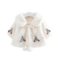 thumbnail image 1 of Odeerbi Infant Girls Winter Faux Furrry Coat Winter Fleece Lined Coat Thick Down Coats Puffy Tunic Coat With Hood White 9-12 Months, 1 of 6
