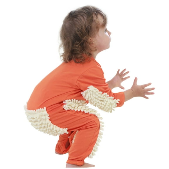 Odeerbi Infant Romper Baby Boys Girls Clothes Newborn Infant Crawling Solid Mop Onesie Romper Jumpsuit Orange