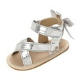 thumbnail image 1 of Odeerbi Infant Toddler Boys Girls Sandals Soft Sole Shoes Slip Resistant Prewalker Baby Non Slip Summer Sandals Silver, 1 of 9