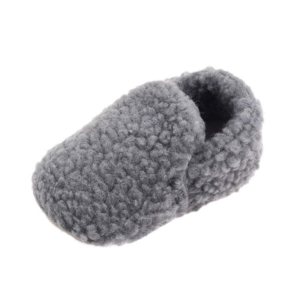 Odeerbi Infant Toddler Boys Girls Winter Shoes Slip Resistant Soft Rubber Sole Prewalker Solid Color Cotton Slipper Cute 2025 Fashion Non Slip Baby Shoes Dark Gray