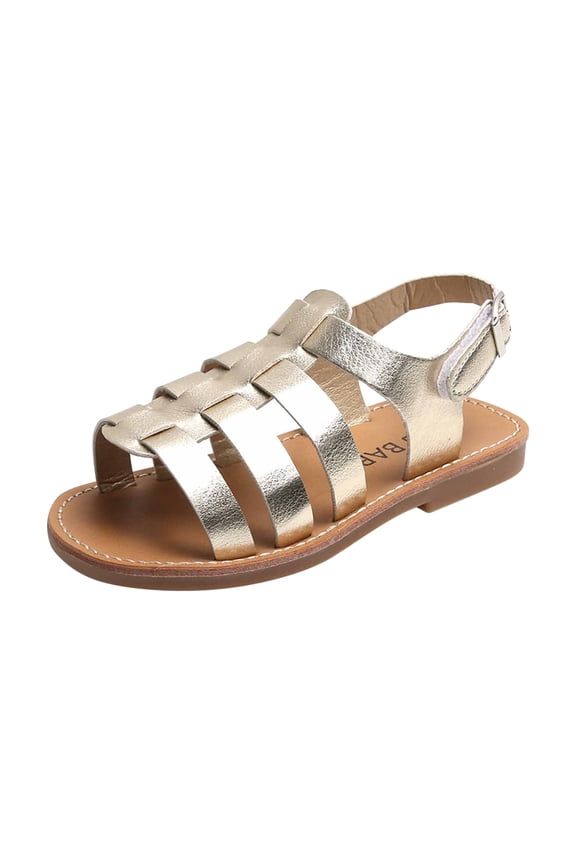 Infant Toddler Girls Beach Sandals Slip Resistant Prewalker Shoes Baby Summer Sandals New Fashion Slip Shoes Big Korean Braid Sandals Gold