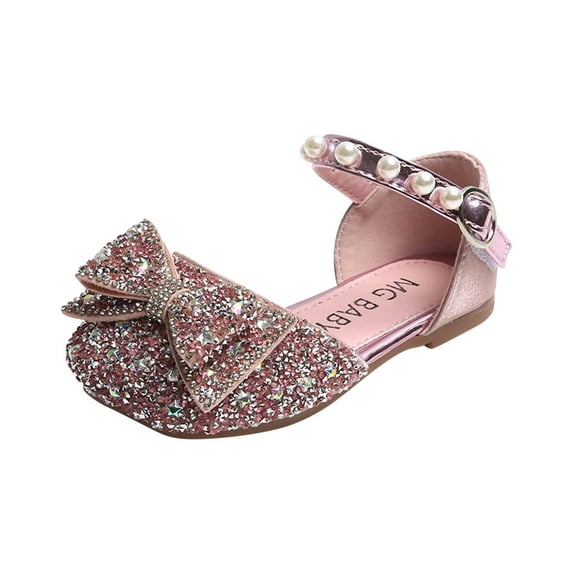 Odeerbi Infant Toddler Girls Sandals Prewalker Summer Baby New Fashion Dance Shoes With Diamond Bow Knots Mid Little Children's Half Pack Sandals Pink