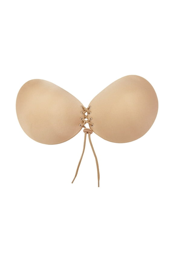 Invisible Sticky Bras for Women 2025 Adhesive Bras Drawstring Gathering Bra Push Up Stickers Seamless Silicone Underwear Black