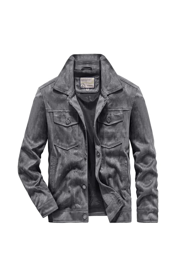 Jackets For Men Fall Jacket New Trendy 2025 Casual Lapel Lamb Fleece Corduroy Plus Fleece Thickened Long Sleeve Hoodless Outwear Gray