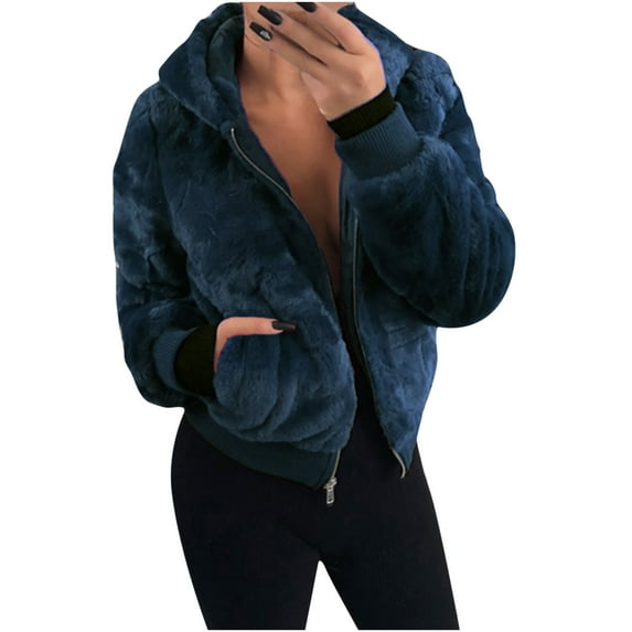 Odeerbi Jackets For Women 2024 Casual Jacket Winter Warm Outerwear Blouse Ladies Coat Overcoat Outercoat Blue