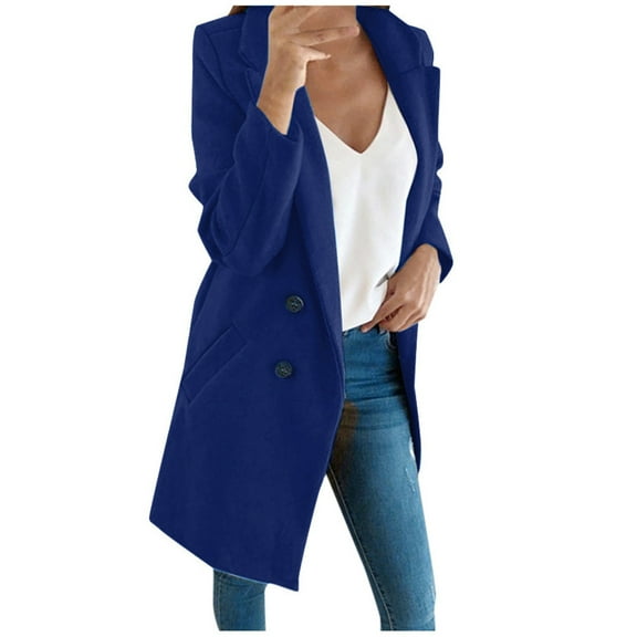 Odeerbi Jackets For Women Trendy Warm Faux Coat Cardigan Winter Solid 2025 Long Sleeve Outerwear Blue