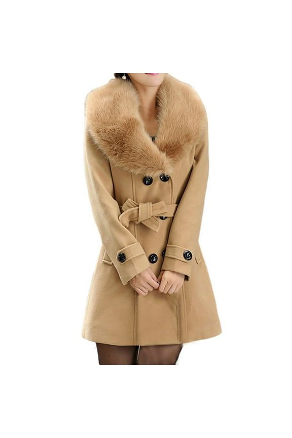 Jackets For Women Winter Lapel Wool Coat Trench Jacket 2025 Long Sleeve Overcoat Outerwear Khaki