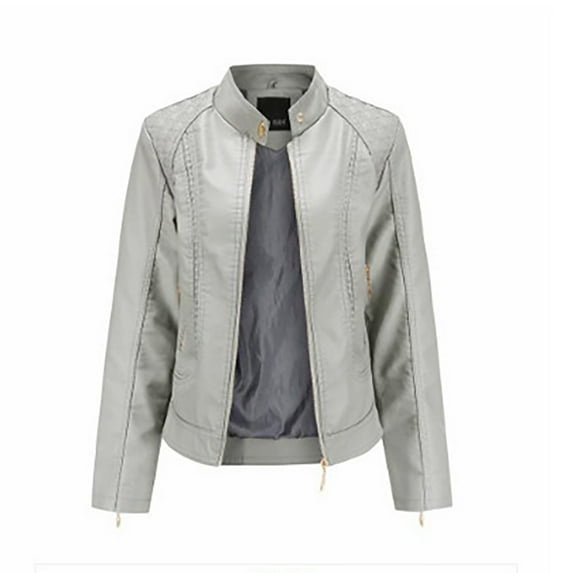 Odeerbi Jackets for Women 2025 Slim Leather Stand Collar Zip Motorcycle Suit Belt Coat Jacket Tops Red