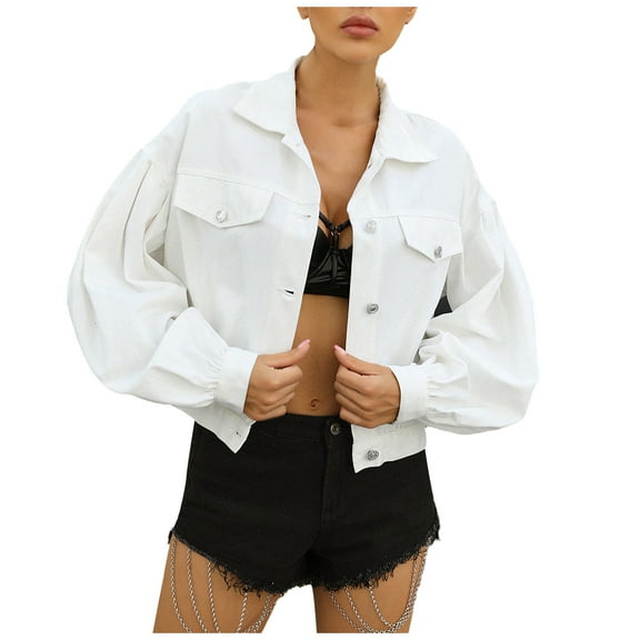 Odeerbi Jean Jacket Women Jackets Outerwear Spring And Autumn Coats Warm Solid 2025 Long Sleeve Outerwear Blue