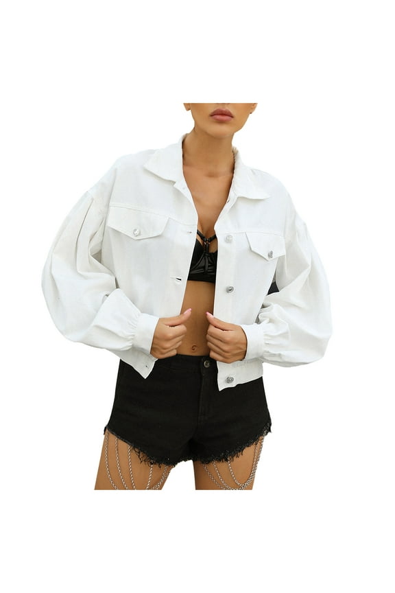 Jean Jacket Women Jackets Outerwear Spring And Autumn Coats Warm Solid 2025 Long Sleeve Outerwear Blue