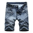 thumbnail image 1 of Odeerbi Jean Shorts for Men Ripped Denim Shorts Personality Camouflage Stitching Shorts Blue, 1 of 8