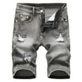 thumbnail image 1 of Odeerbi Jean Shorts for Men Ripped Denim Shorts Personality Camouflage Stitching Shorts Gray, 1 of 8
