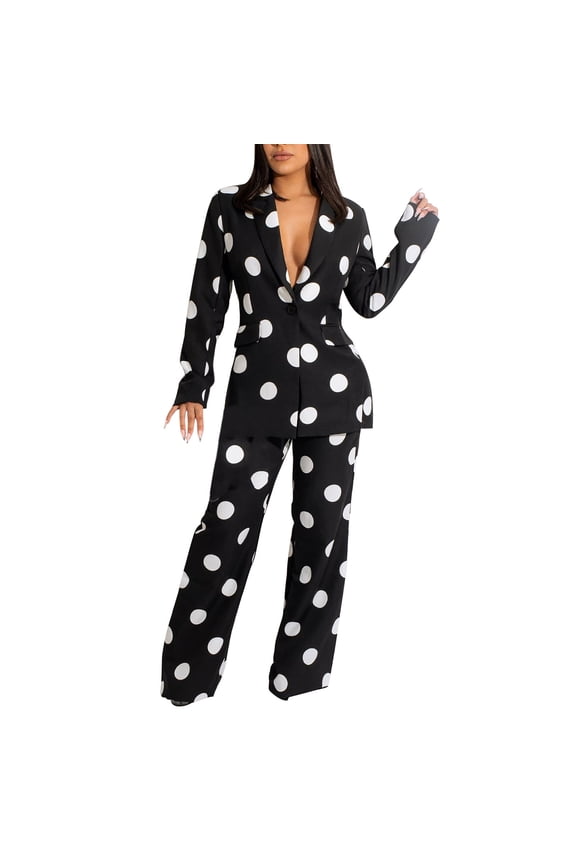 Jumpsuits for Women Elegant Business Suit Sets Long Sleeve Solid Casual Suit Pants Black