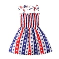 thumbnail image 1 of Odeerbi Kids Baby Girls Dress Beach Dresses 2025 Casual Sleeveless American Flag Princess Sundress Summer Dress, 1 of 7