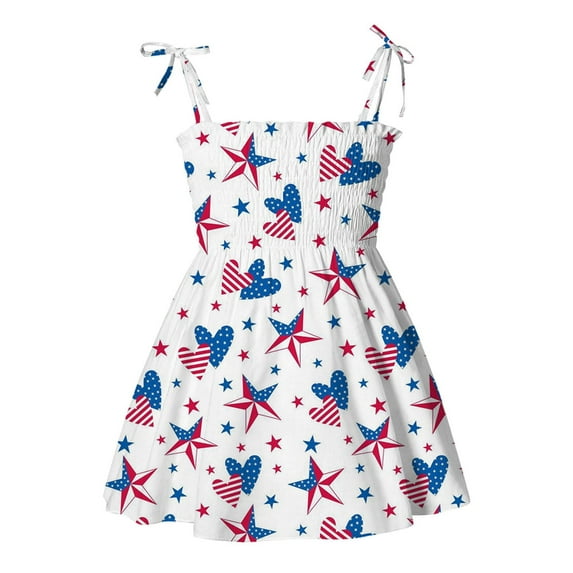 Odeerbi Kids Baby Girls Dress Beach Dresses 2025 Casual Sleeveless American Flag Princess Sundress Summer Dress