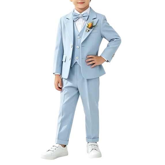 Kids Racing Jacket Odeerbi Kids Boys 6-Piece Formal Suits Peak Lapel Blazer Jacket ...
