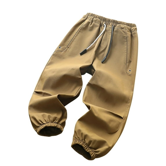 Odeerbi Kids Boys Cargo Pants Solid Color Spring Fall Pants Medium Large Children Casual Workwear Pants Long Pants Khaki