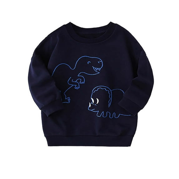 Odeerbi Kids Boys Crewneck Sweatshirts Dinosaur Pullover Sweatshirts Fashionable Cute Flower Sweatshirt Fall Winter Long Sleeve Pullover Sweatshirt Dark Blue