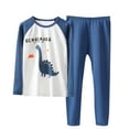 thumbnail image 1 of Odeerbi Kids Boys Dinosaur Printed Cotton Clothes Fall Winter Thermal Outfits Set Summer Pajamas Cartoon Printed Raglan Shirts Two Piece Set Sleepwear Newborn Underwear Set Blue, 1 of 3