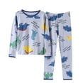 thumbnail image 1 of Odeerbi Kids Boys Dinosaur Printed Cotton Clothes Fall Winter Thermal Outfits Set Summer Pajamas Cartoon Printed Two Piece Set Sleepwear Newborn Underwear Set Dark Blue, 1 of 2