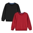 thumbnail image 1 of Odeerbi Kids Boys Girls 2 PCS Cotton Crewneck Sweatshirts Fall Winter Pullover Sweatshirt Kids Kids Cute Solid Color Long Sleeve Top Sweatshirts Kids Clothes Red, 1 of 8