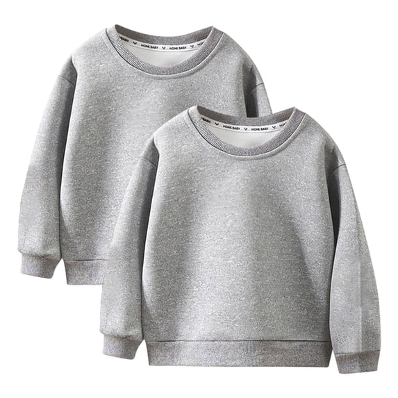 Odeerbi Kids Boys Girls 2 PCS Cotton Crewneck Sweatshirts Fall Winter Pullover Sweatshirt Kids Sports Sweatshirt Long Sleeve Solid Color Sweatshirt Top Kids Clothes