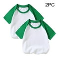 thumbnail image 1 of Odeerbi Kids Boys Girls 2 PCS Raglan Shirts Cotton Baseball Tee Short Sleeve T-shirts Soft Basic Tees Kids Solid Color Summer Shirt Top Kids Clothes Green, 1 of 5