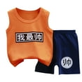 thumbnail image 1 of Odeerbi Kids Boys Girls 2 Piece Outfits Cartoon Cotton Tank Tops Shorts Set Summer Clothes Children's Casual Sleeveless Pullover Set Orange, 1 of 3